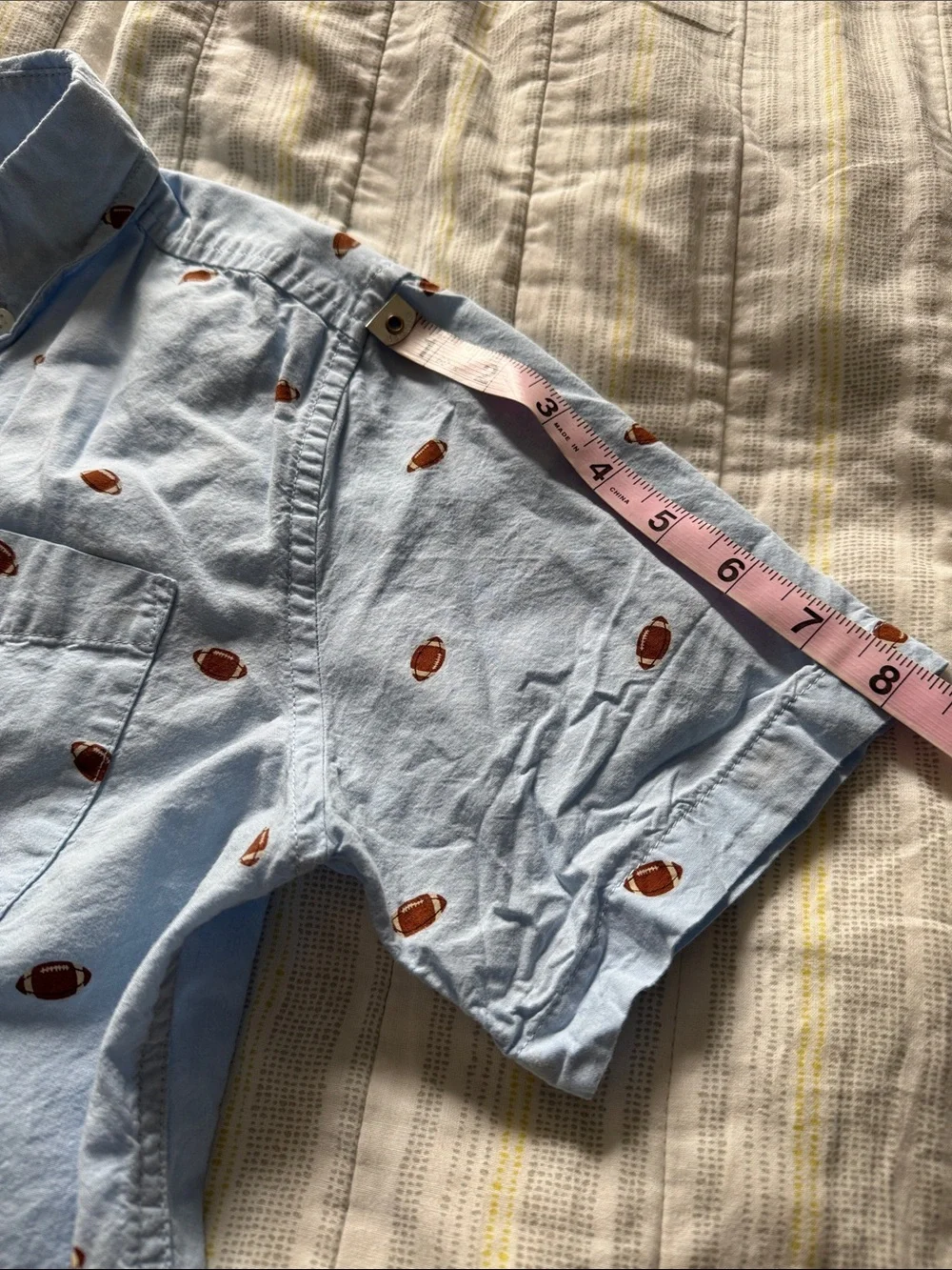 The Children's Place Light Blue Button-Down Shirt with Football Print